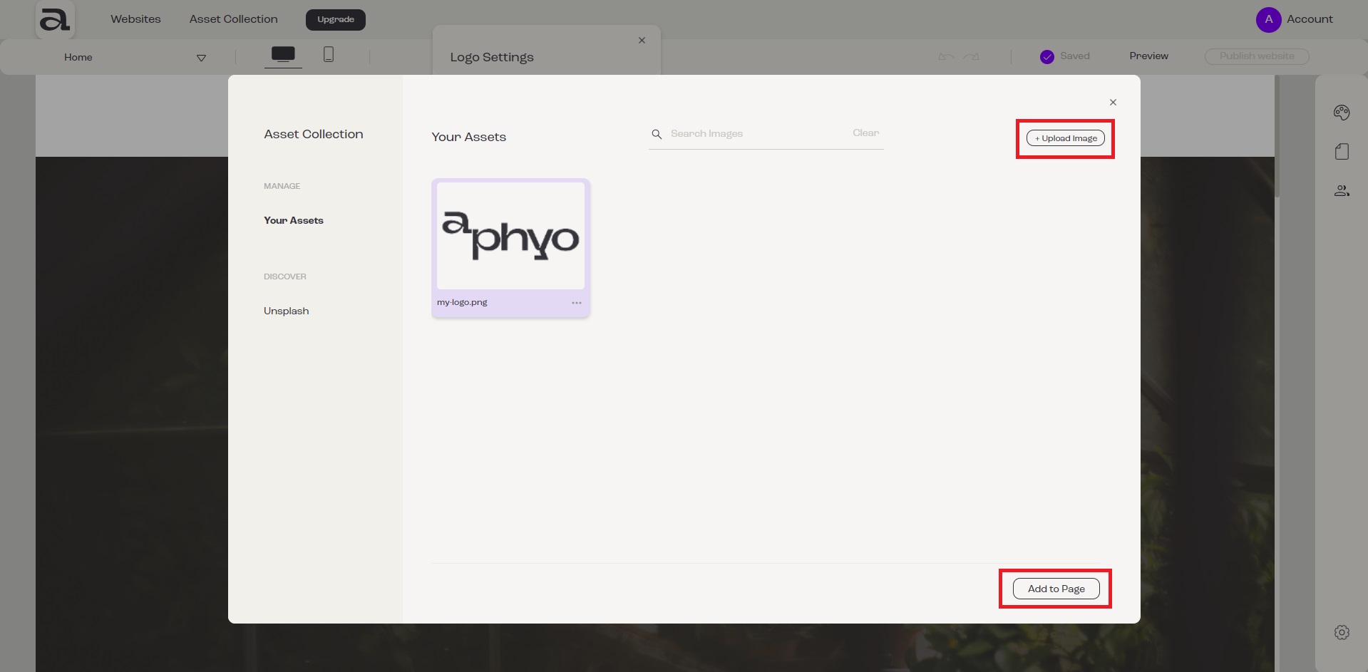  image of how do you change the logo on Aphyo - add to page 